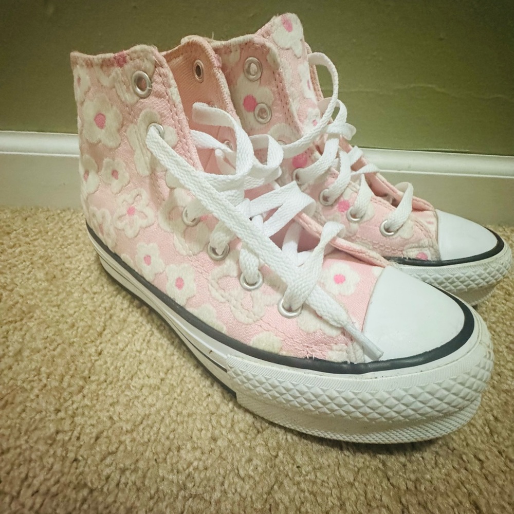 Converse Pink Floral High-Top Sneakers